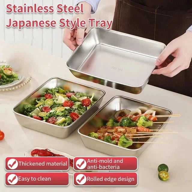 📢Buy 3 Get 2 Free- Stainless Steel Square Plate(with lid)