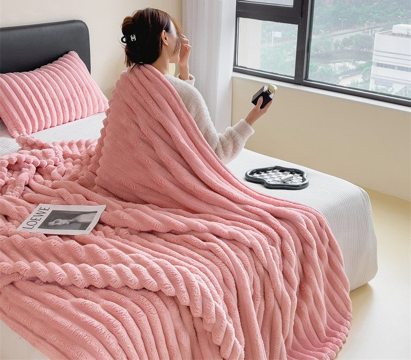 🎁🎁LAST DAY SPECIAL PRICE!🎅Super Soft Fur Ribbed Fleece Throw Blanket⛄🔥