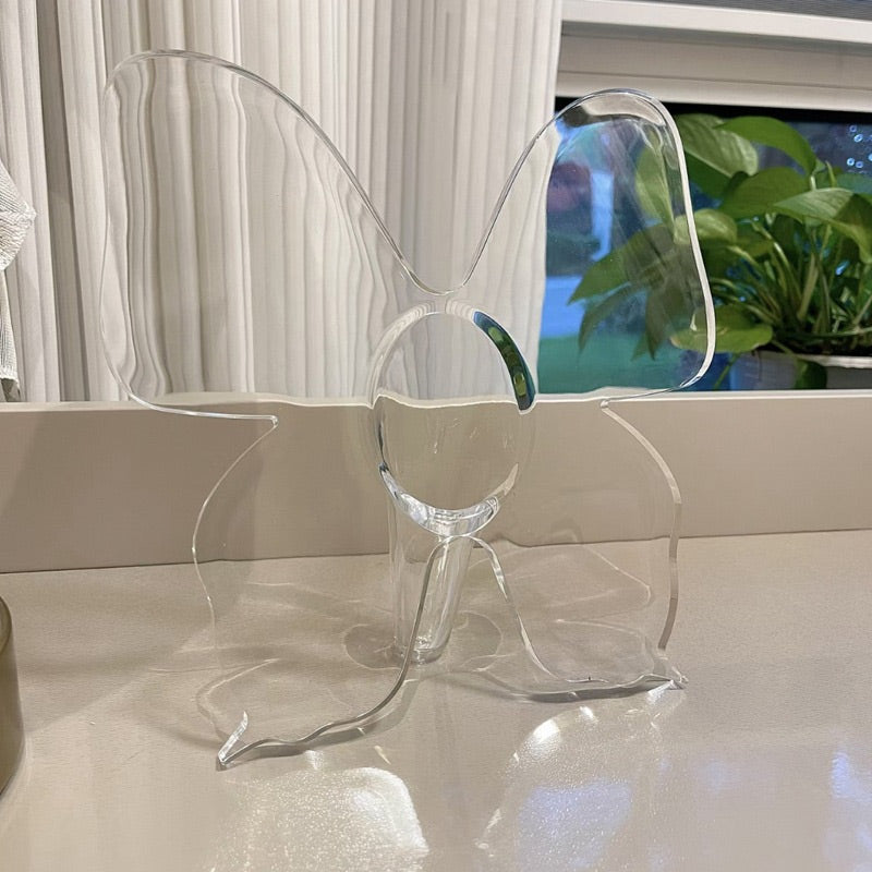Transparent Butterfly-Inspired Decorative Vase