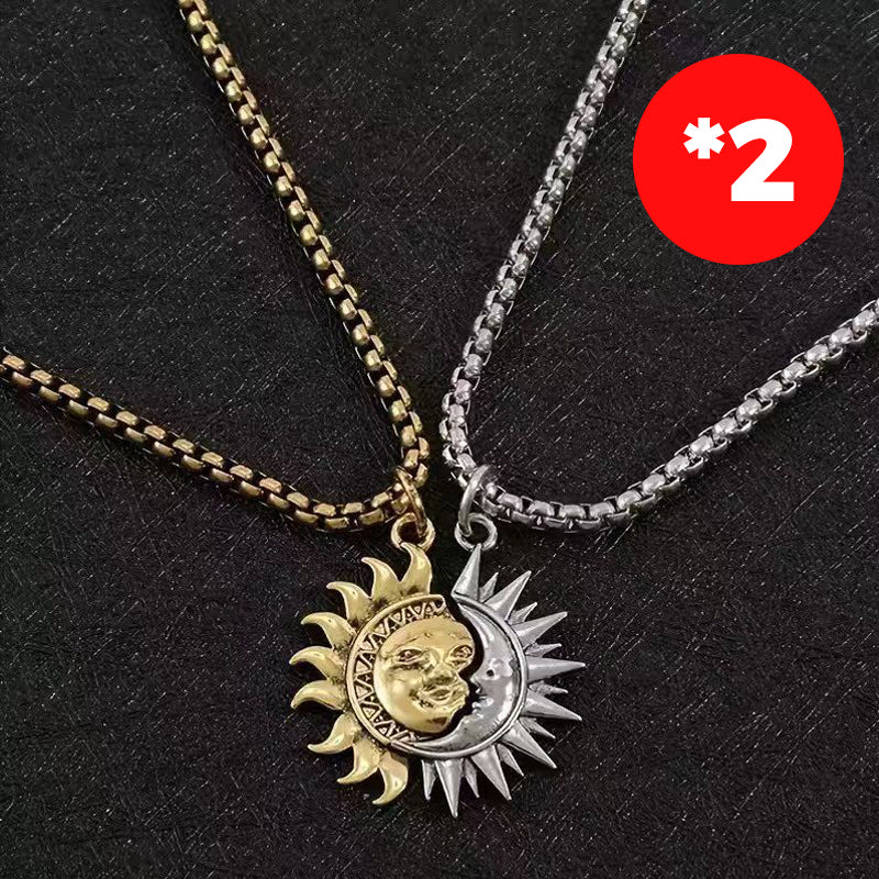 ⏳Time-Limited Special⏰ Sun & Moon Pendant Necklace Set – Symbolic Couple Jewelry, Asymmetrical Design & Meaningful Gift ✨