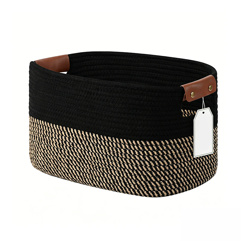 Woven Cotton Rope Storage Basket with Handles