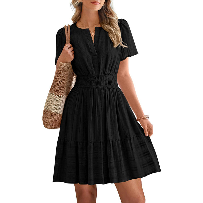 🥳2026 HOT SALE🥳Women's Short Sleeve Tiered Mini Dress