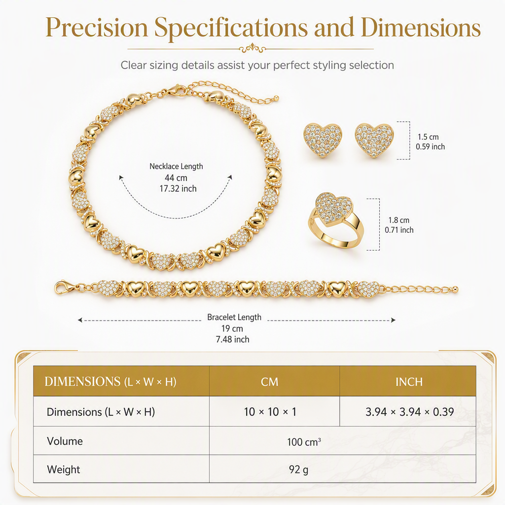 ⏳🔥LIMITED-TIME 50% OFF! ⏰💛 Gold Plated Heart Rhinestone 4-Piece Jewelry Set – Sparkly, Matching, Versatile 💍✨
