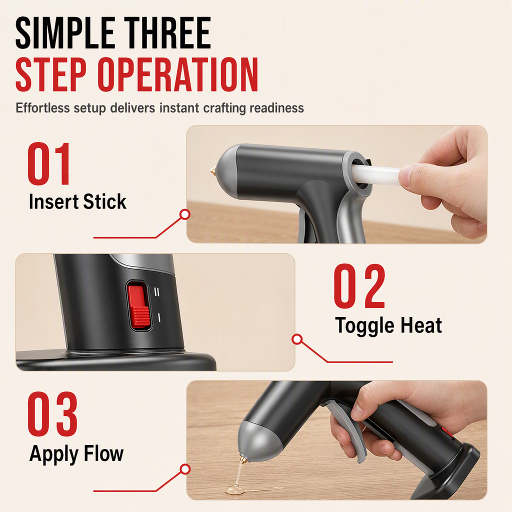 Cordless Hot Melt Glue Gun Set with 2000mAh Rechargeable Battery and Copper Nozzle Includes 10 Glue Sticks for DIY Crafts and Home Use