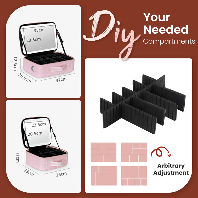 💄50% OFF!🎁Flawless Makeup Anywhere – Portable LED Mirror Makeup Bag!✨