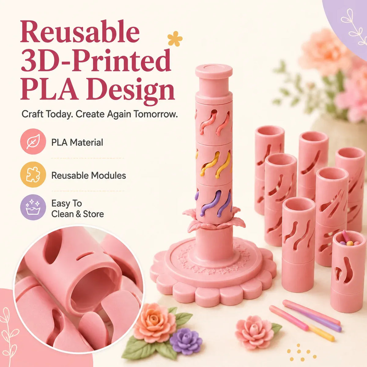 🌸 LIMITED‑TIME 50% OFF! ✨ DIY Clay Flower Shaping Tool – Modular, Press Design, Creative Craft 🎨