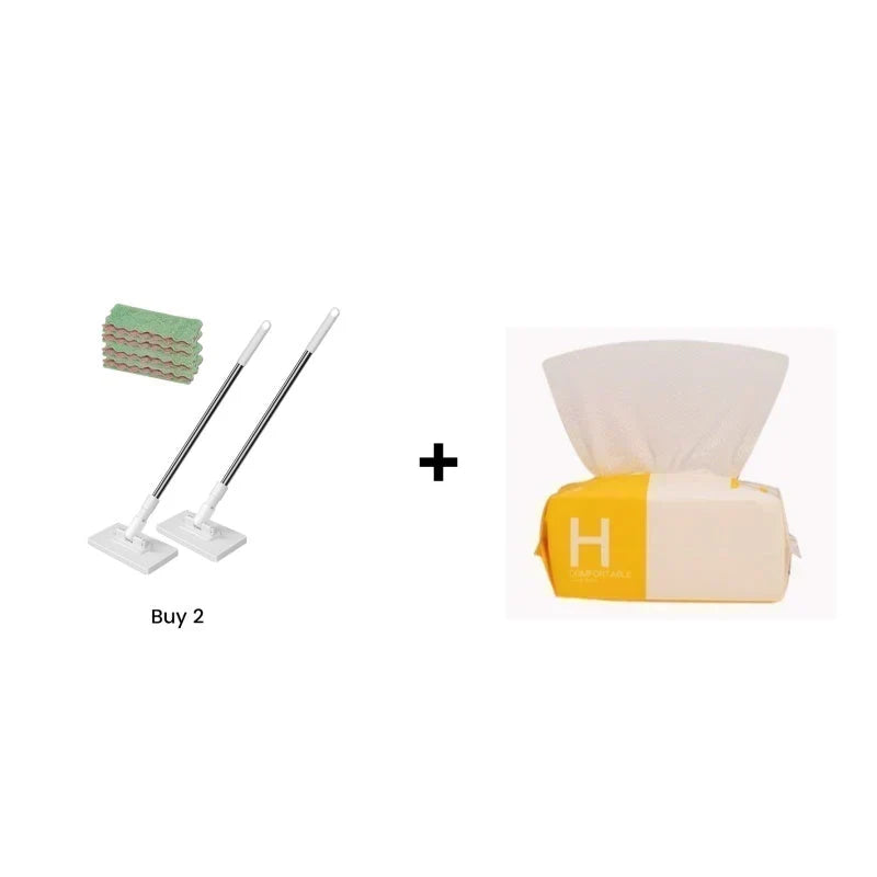 🔥Extendable Telescopic Disposable Flat Clip Mop, 360° Swivel Lightweight Floor Mop -✨Multi-purpose Cleaner for Hardwood, Tile, Kitchen & Bathroom