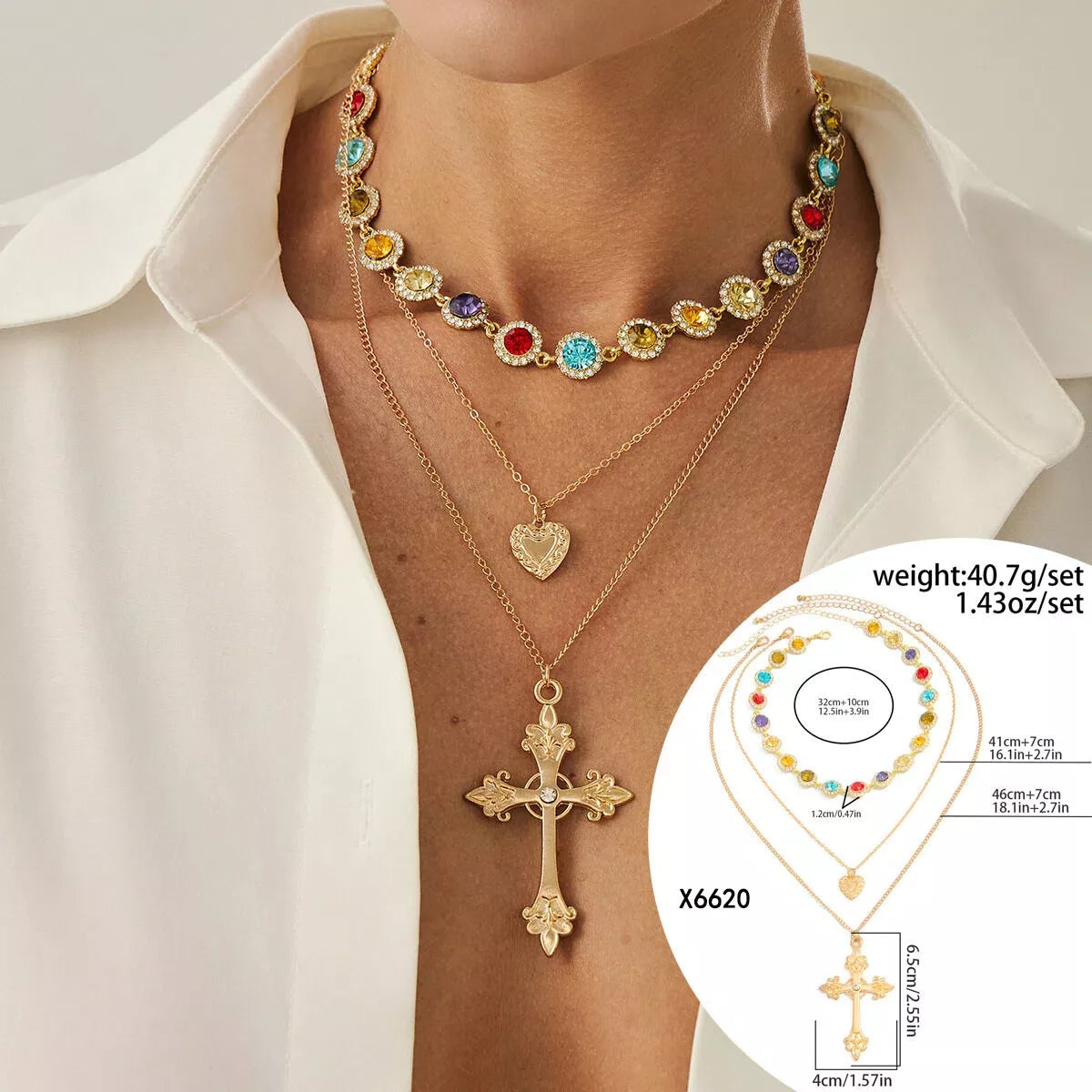 📢📢50% OFF !! ⏰Layered Gold Cross Necklaces for Women