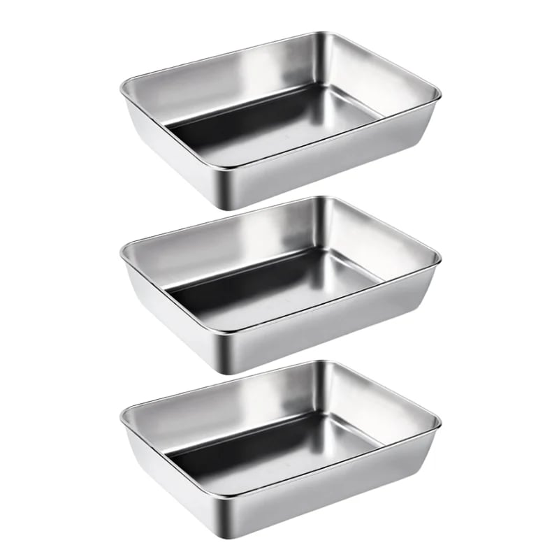 📢Buy 3 Get 2 Free- Stainless Steel Square Plate（with lid）