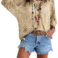 ⏰Last day sale 50% OFF🔥Womens Bohemian-Inspired Beige Crochet Top with V-Neck