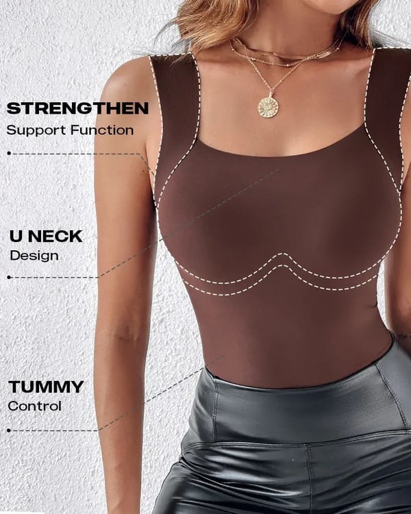 🏆Last Day Special Price ￡8.99!!💐⏰Women’s U-Neck Tank with Built-In Bra – Warm, Supportive & Braless Comfort ❄️❤️