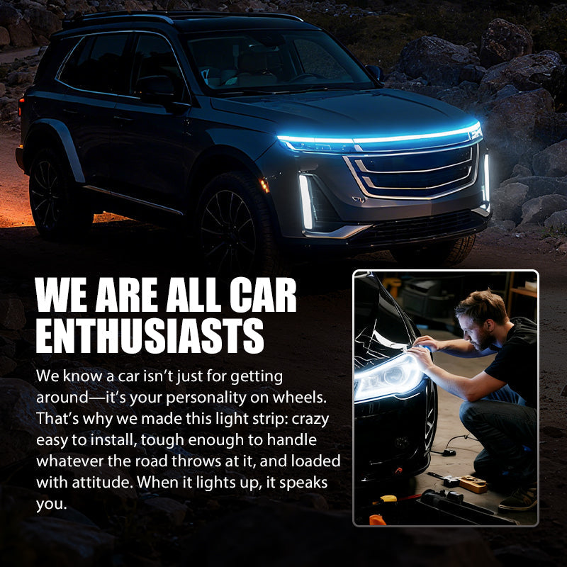 🔥【Dynamic Scan HoodBeam Kit】- 50% OFF! Light up your hood with hypnotic smooth scanning effects! ✨🚗