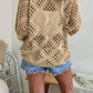 ⏰Last day sale 50% OFF🔥Womens Bohemian-Inspired Beige Crochet Top with V-Neck