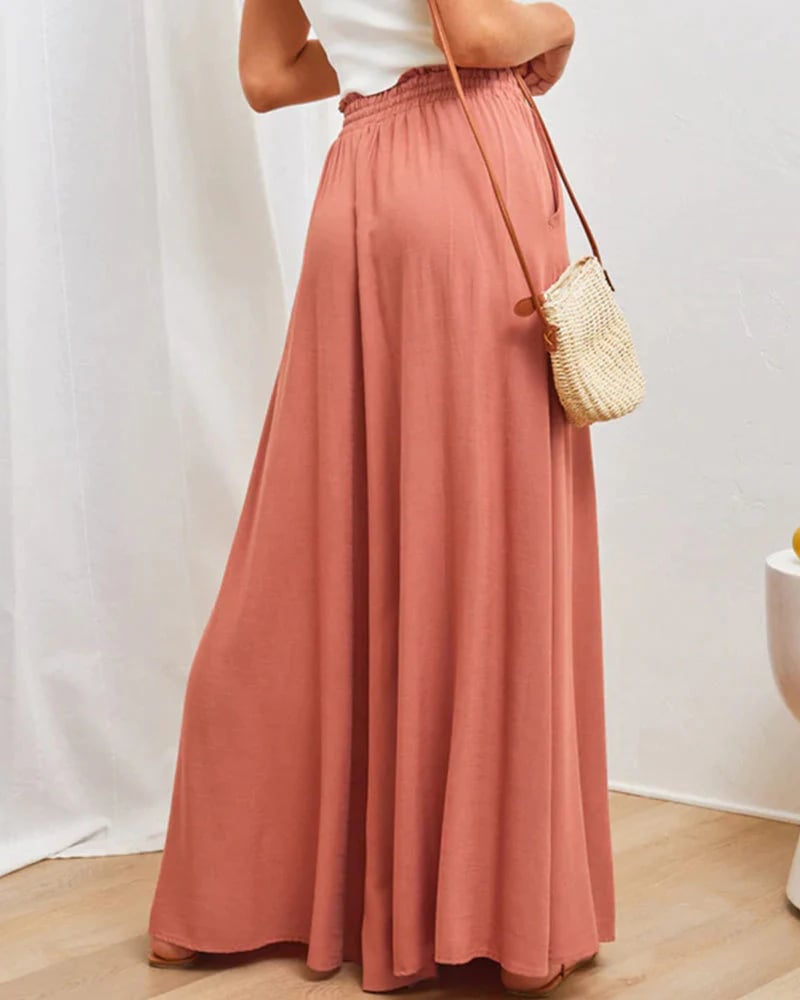 👖  50% OFF! ✨ Wide-Leg High-Waisted Pants – Cotton Blend, Loose Fit, Drawstring 🌿