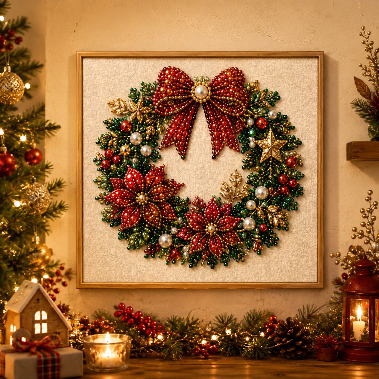🎄Christmas Pearl Diamond Art Hanging Ornament Kit | Resistant Non-Fading Pearl Beads DIY Handmade Holiday Hanging Decor 🎅💎