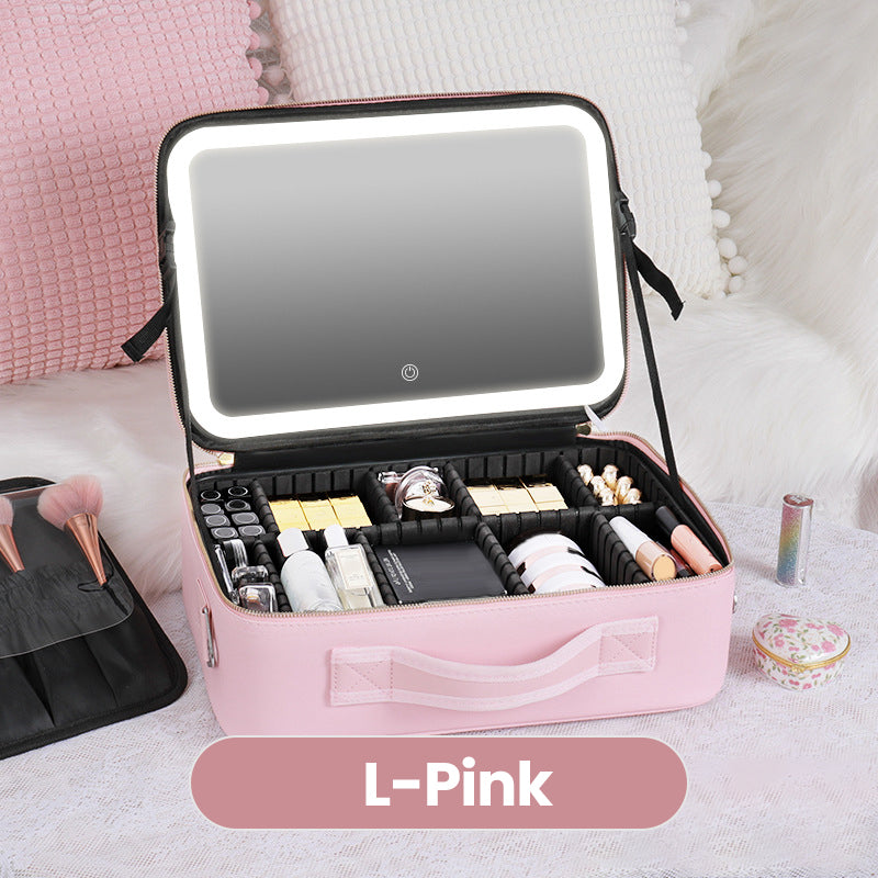 💄50% OFF!🎁Flawless Makeup Anywhere – Portable LED Mirror Makeup Bag!✨