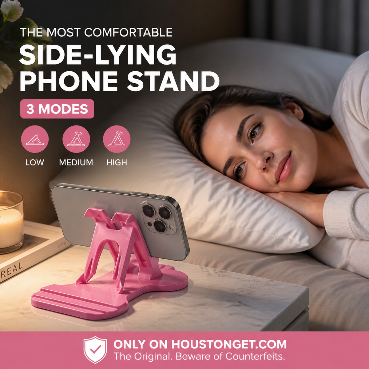 🎁2026 New Arrivals 50% OFF💥Side‑Lie Friendly Multi‑Angle Phone Stand‑3‑Mode Adjustable Desktop Phone Holder, Stable Hands‑Free Support for Bed, Sofa & Desk Use