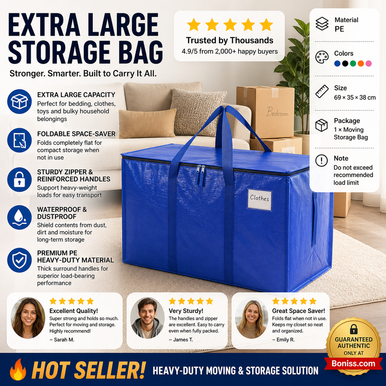 📦 50% OFF! 🧳 Heavy-Duty Foldable Moving Bags – Extra large, durable & space-saving 🏠