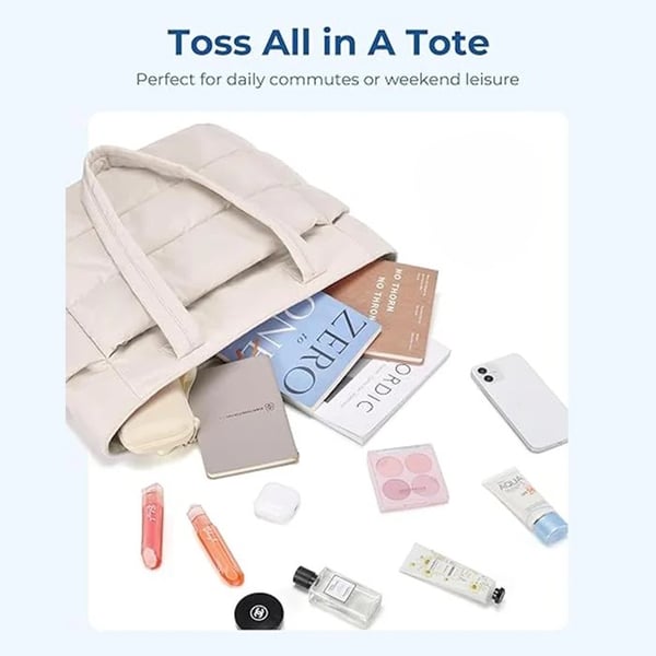 💜Hot Sale 50% OFF 👜Women's Waterproof Bubble Bag 20L Fluffy Tote Bag Quilted Laptop Shoulder Handbag