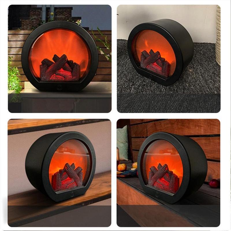 🔥Smart Touch Electric Fireplace Lamp, Decorative Fireplace Lantern LED Light, Simulation Light with Touching Switch, USB/Battery Powered Fireplace Light for Home Room Decor