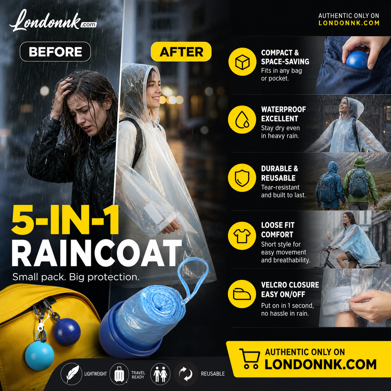 🥳 BUY 1 GET 1 FREE! ☔Mini Ball Shape Disposable Raincoat – Ultra‑compact ball packaging fits in any bag, purse or glove box. Waterproof & easy to use – always ready for sudden showers! 🌧️✨