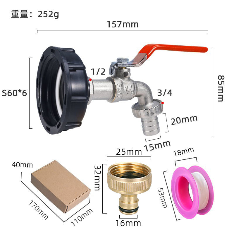 Heavy-Duty Brass Tap for IBC Water Butt Container