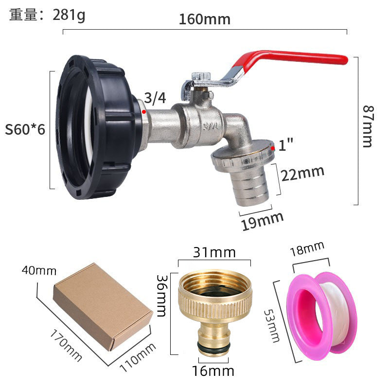 Heavy-Duty Brass Tap for IBC Water Butt Container