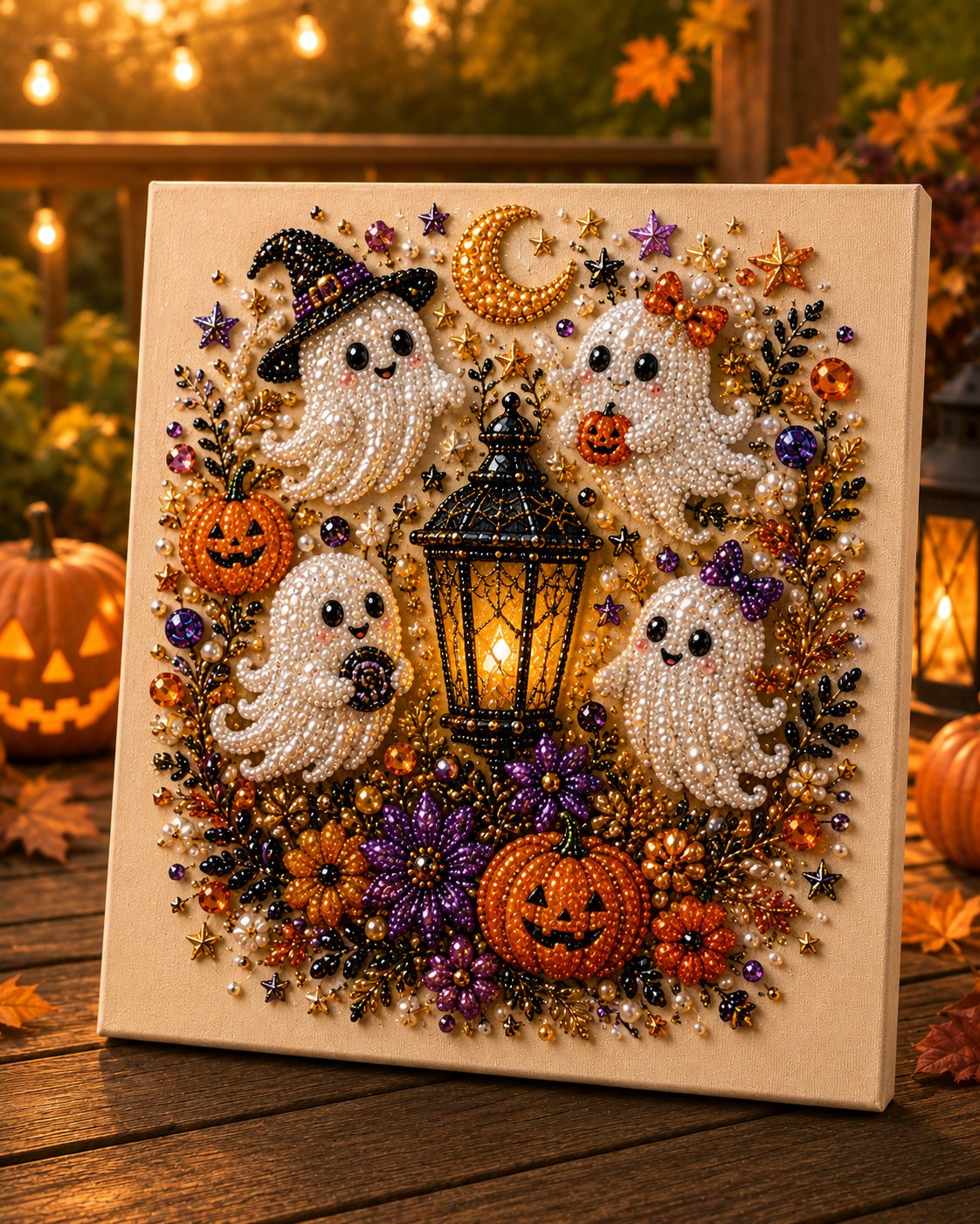 💥 Last Day 49% OFF👻✨50K+ SOLD!🎃 Halloween Pearl Art DIY Kit – No painting skills needed, just match & place pearls. Create spooky‑cute décor for a cosy autumn home! 🧵🖼️