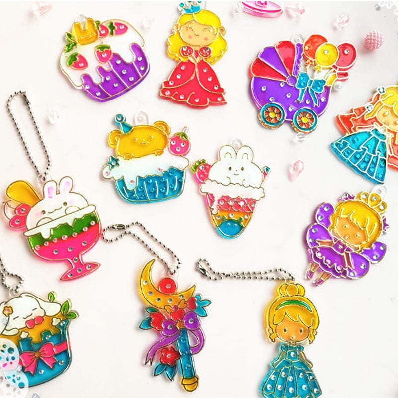 DIY Crystal Paint Arts and Crafts Set-Create Keychains & Window Art, Non-Toxic Creative Gift
