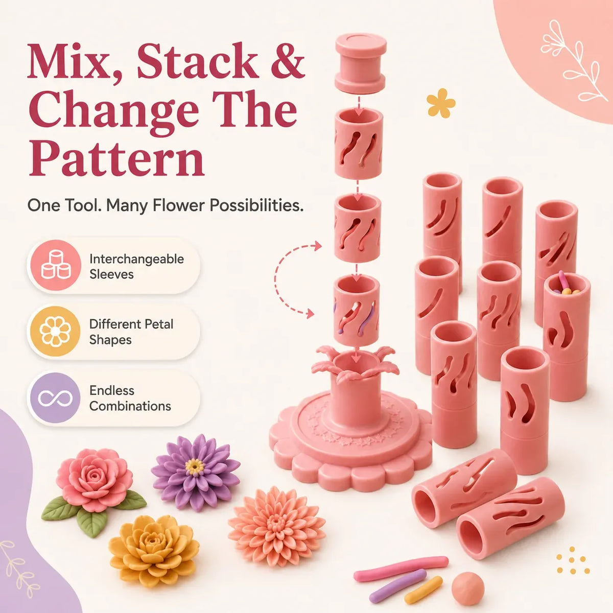 🌸 LIMITED‑TIME 50% OFF! ✨ DIY Clay Flower Shaping Tool – Modular, Press Design, Creative Craft 🎨