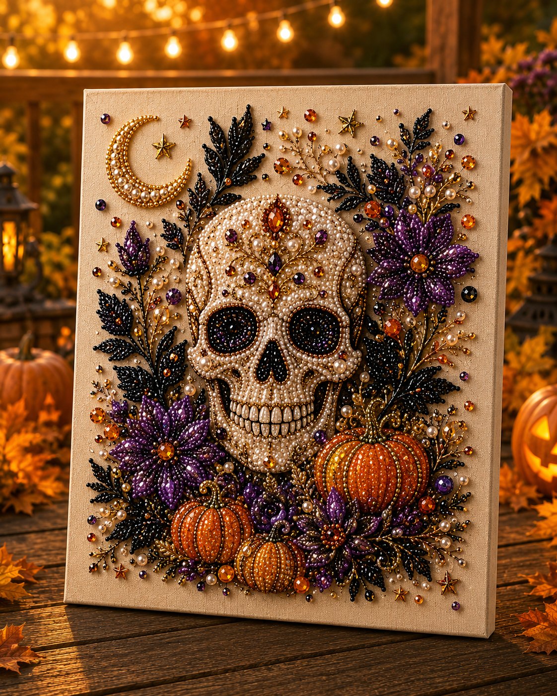 💥 Last Day 49% OFF👻✨50K+ SOLD!🎃 Halloween Pearl Art DIY Kit – No painting skills needed, just match & place pearls. Create spooky‑cute décor for a cosy autumn home! 🧵🖼️