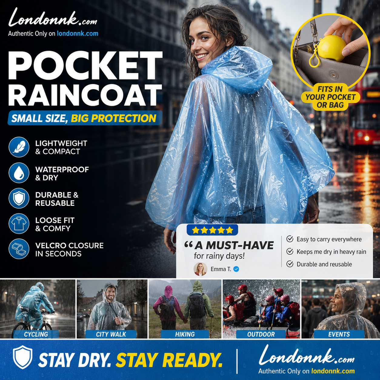 🥳 BUY 1 GET 1 FREE! ☔Mini Ball Shape Disposable Raincoat – Ultra‑compact ball packaging fits in any bag, purse or glove box. Waterproof & easy to use – always ready for sudden showers! 🌧️✨