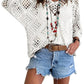 ⏰Last day sale 50% OFF🔥Womens Bohemian-Inspired Beige Crochet Top with V-Neck