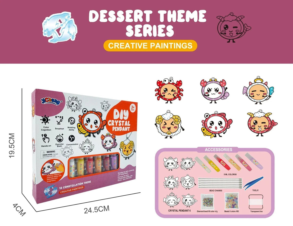 DIY Crystal Paint Arts and Crafts Set-Create Keychains & Window Art, Non-Toxic Creative Gift