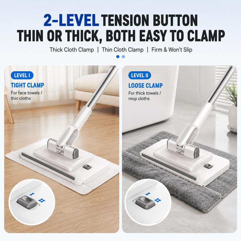 🔥Extendable Telescopic Disposable Flat Clip Mop, 360° Swivel Lightweight Floor Mop -✨Multi-purpose Cleaner for Hardwood, Tile, Kitchen & Bathroom