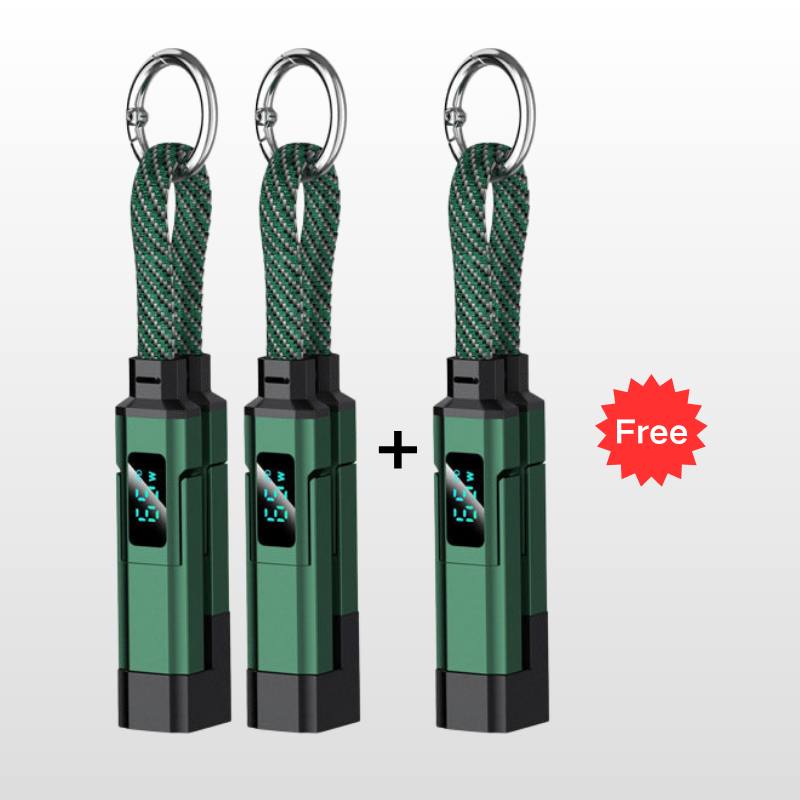 🔥🔌 4-in-1 Charging Cable with Digital Display & Keychain – Fast-Charging, Kink-Resistant & Compact