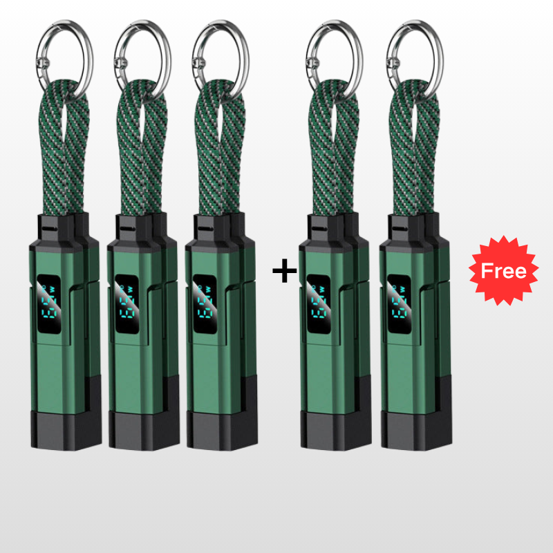 🔥🔌 4-in-1 Charging Cable with Digital Display & Keychain – Fast-Charging, Kink-Resistant & Compact