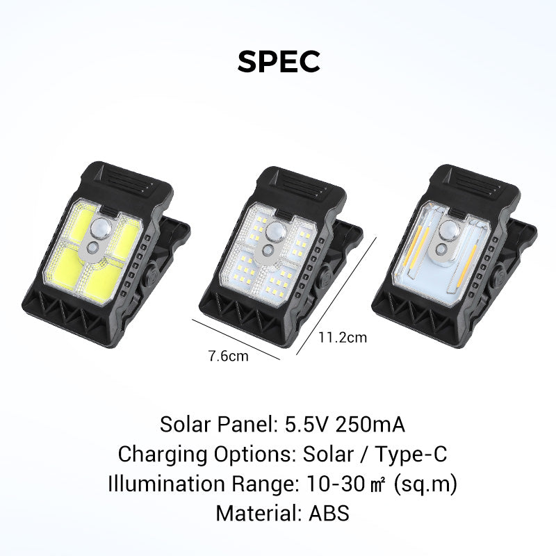 Solar Clip Light with Motion Sensor – No wiring, auto on at night. Perfect for dark steps & garden paths. 🚶‍♂️💡