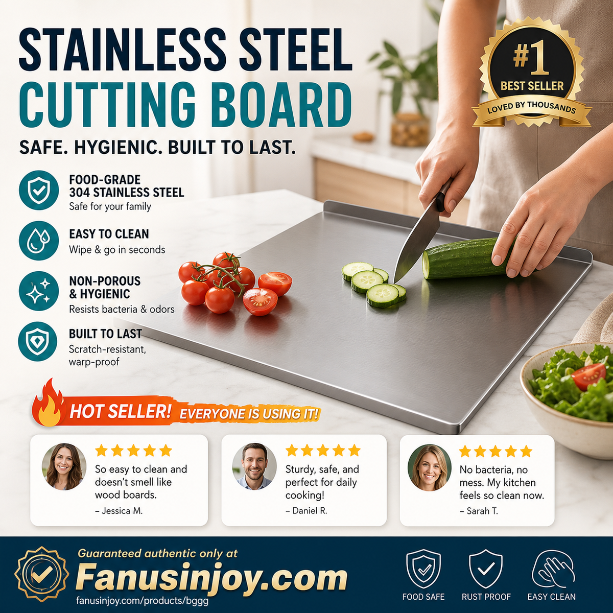 🎁2026 New Arrivals 50% OFF💥Must‑Have Cooking Tool！🥩🥦Safer, Cleaner & More Convenient!💥304 Stainless Steel Cutting Board