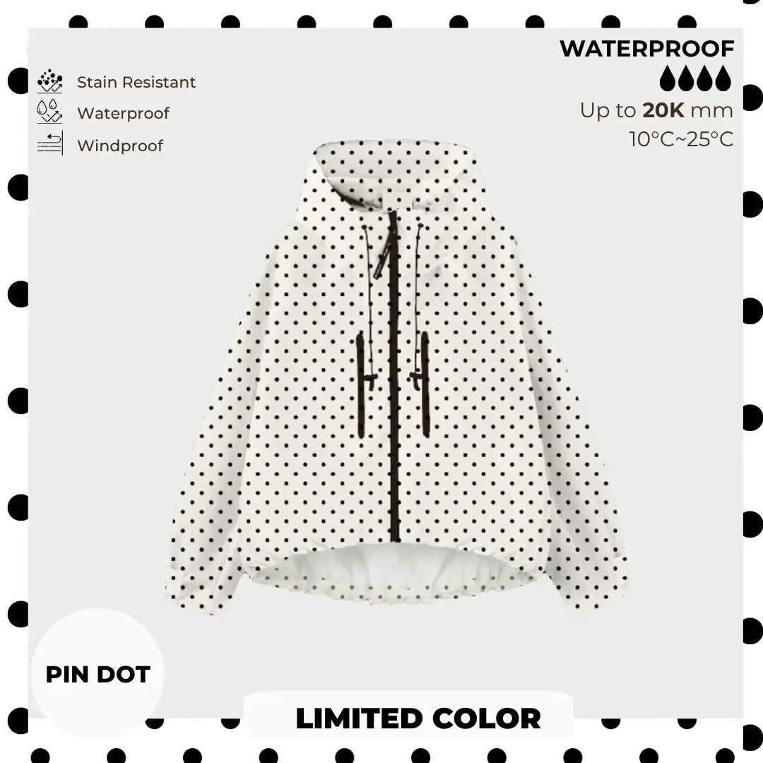 🧥Wide-Brim Hood💧Short Oversized Rain Jacket With Bubble Hem,Adjustable Cuffs