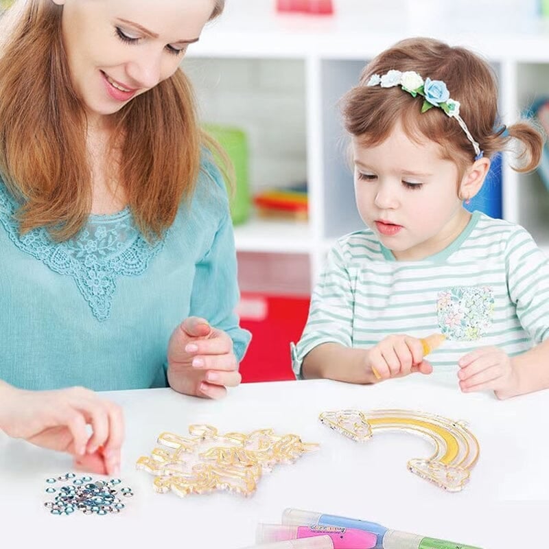 DIY Crystal Paint Arts and Crafts Set-Create Keychains & Window Art, Non-Toxic Creative Gift