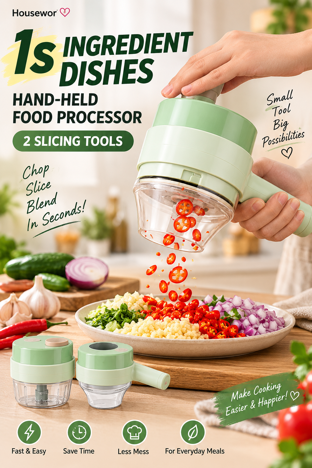 📢📢 50% OFF🔪4 In 1 Handheld Electric Vegetable Cutter Set