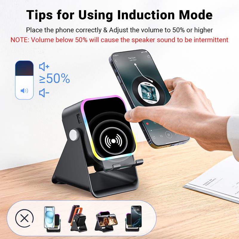 💎 50% OFF 5-IN-1 WIRELESS SPEAKER STAND! 💎 Induction Audio, Phone Holder & Ambient Light