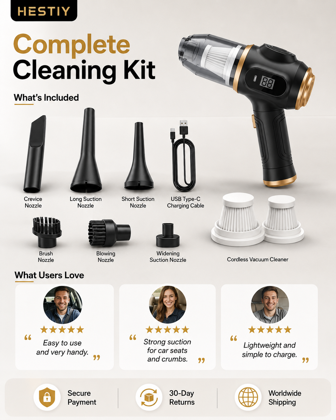 ⏳🔥LIMITED-TIME 50% OFF! ⏰🎉 2026 Sale — Over 25,000 Sold! 🚗 Cordless 4-in-1 Car Vacuum – 12000Pa Suction 💨