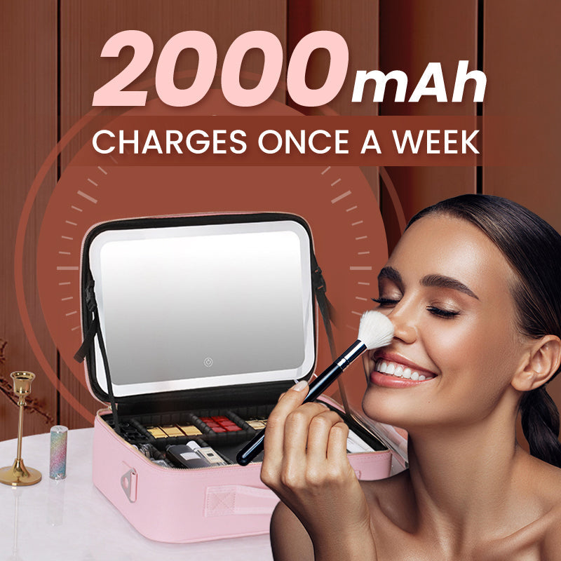 💄50% OFF!🎁Flawless Makeup Anywhere – Portable LED Mirror Makeup Bag!✨