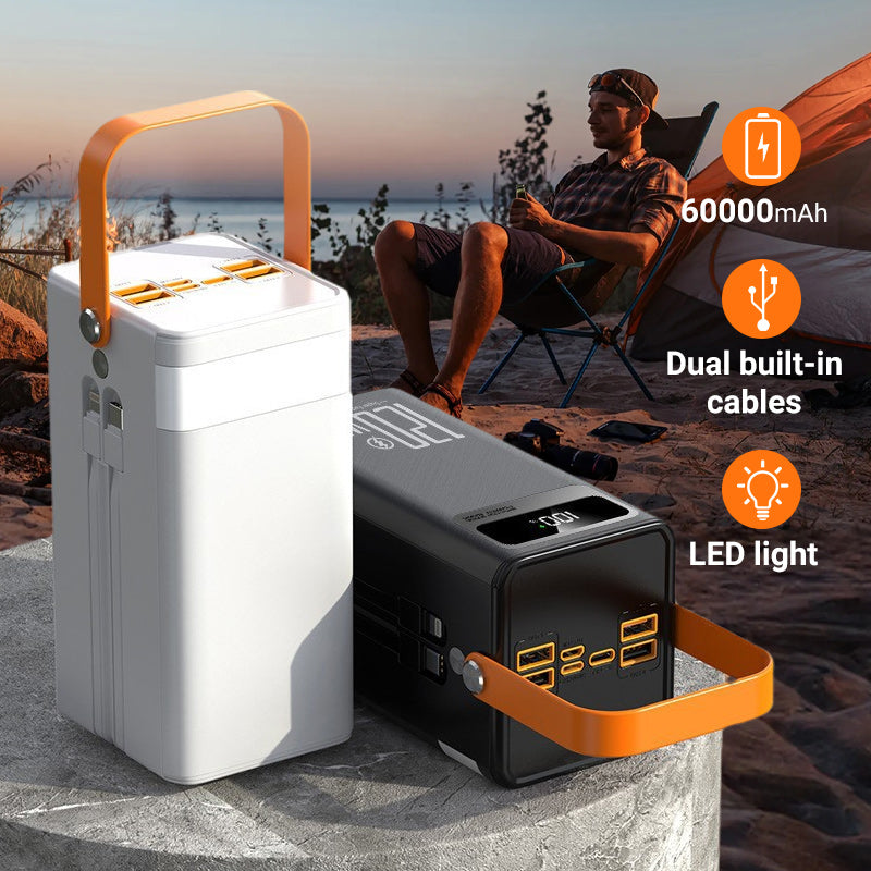 📢LAST DAY SALE 50% OFF👍🇬🇧 Be Ready Emergency Power Bank 🔋 | 50000mAh 120W Fast Charger with Built-in Cables & LED Light