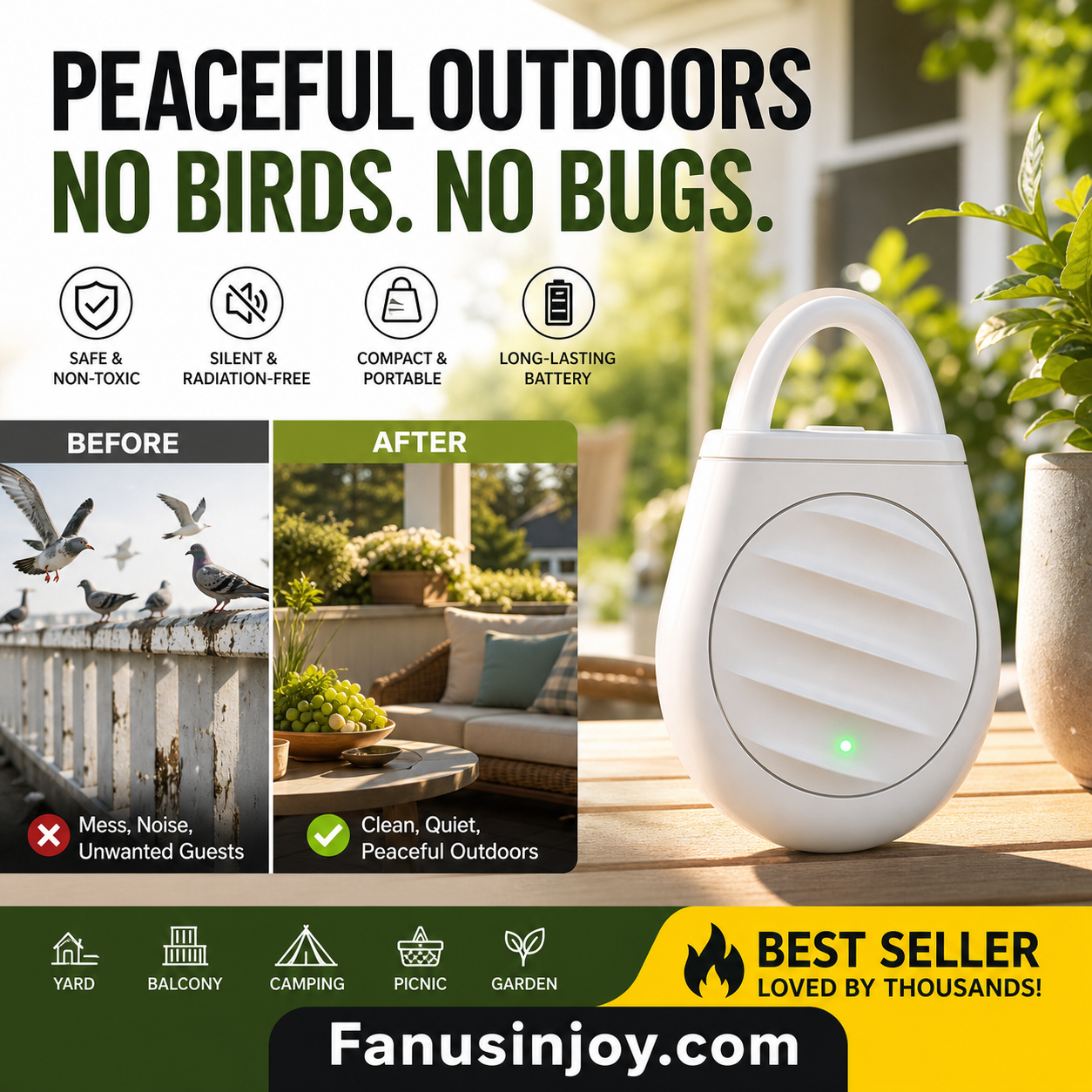 ‼️No more trouble from birds, beasts and locusts！Portable Ultrasonic Bird Repellent Keychain