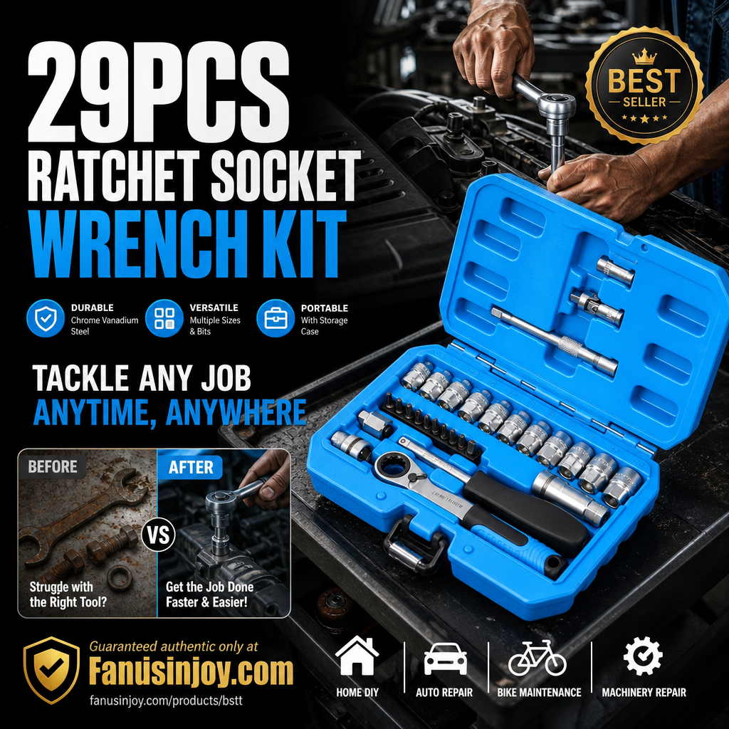 ⏳🔥LIMITED-TIME 50% OFF! ⏰29pcs Core Ratchet Socket Wrench Kit – Chrome‑vanadium steel, 11 sockets & 10 bits. Perfect for car repairs & DIY 🛠️✨