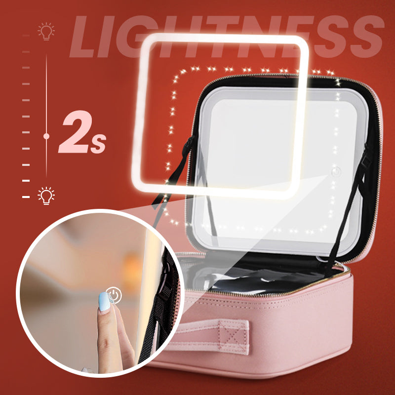💄50% OFF!🎁Flawless Makeup Anywhere – Portable LED Mirror Makeup Bag!✨