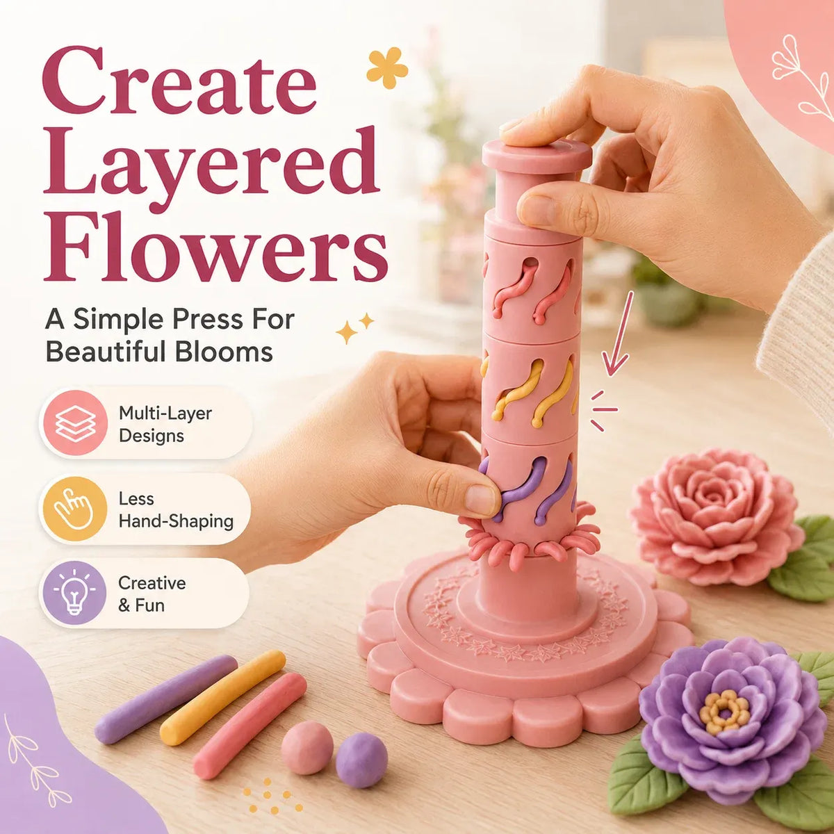 🌸 LIMITED‑TIME 50% OFF! ✨ DIY Clay Flower Shaping Tool – Modular, Press Design, Creative Craft 🎨